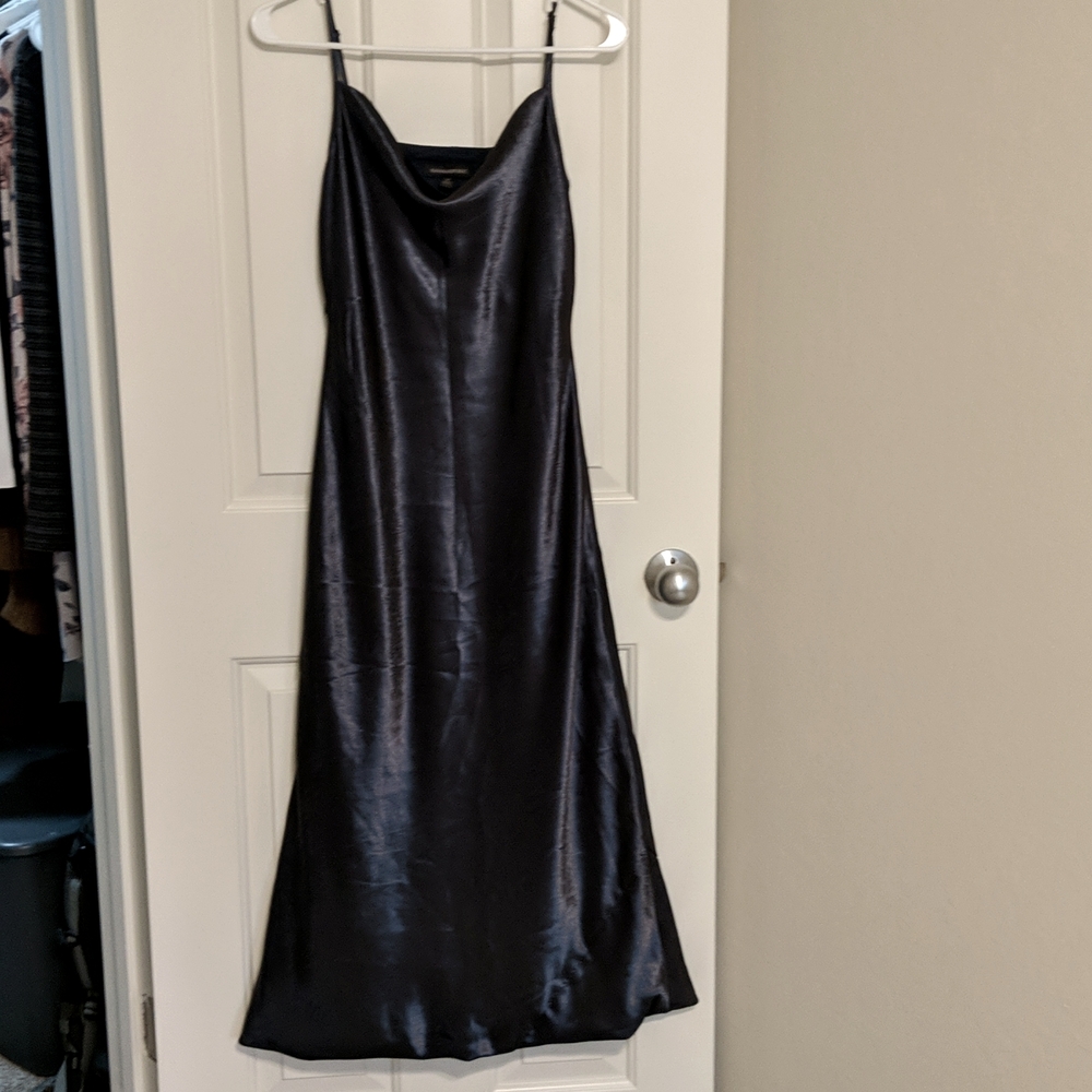 Banana Republic Black Satin Dress with Cowl Neck